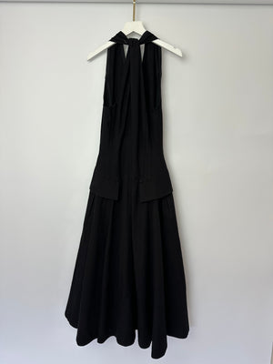 Bottega Veneta Black Sleeveless Cotton Midi Dress with Twist Back and Pocket Detail Size IT 40 (UK 8)