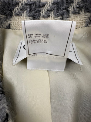 Chanel 98/A Grey Houndstooth Jacket with CC Button Detail Size FR 40 (UK 12)