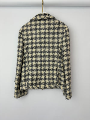 Chanel 98/A Grey Houndstooth Jacket with CC Button Detail Size FR 40 (UK 12)