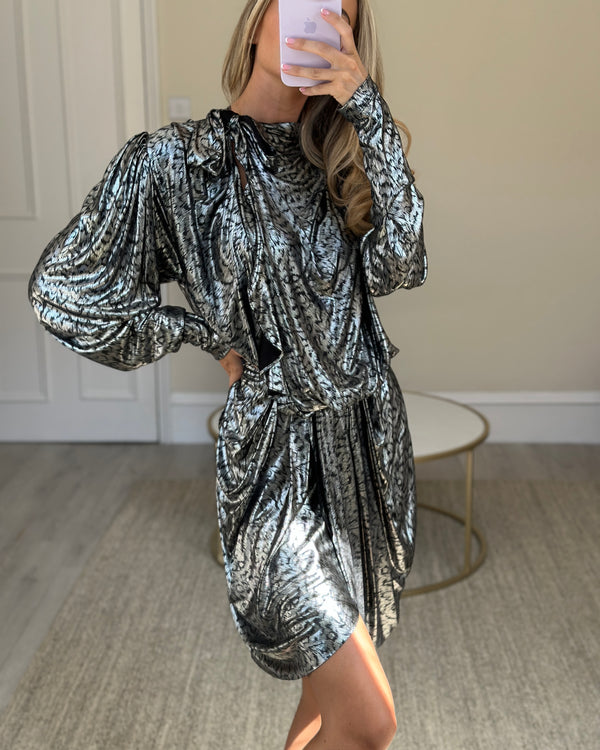 Isabel Marant Grey Metallic Leopard Print Dress FR 36 (UK 8)