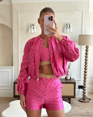 Gucci Pink Silk Monogram Jacket Size IT 38 (UK 6)