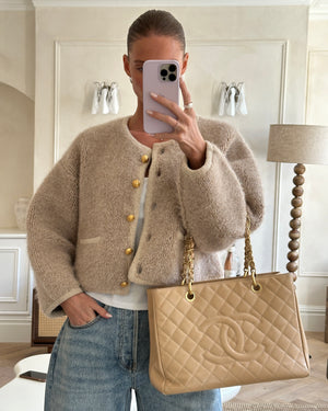 Chanel Beige Grand Shopper Tote GST Bag in Caviar Leather with Gold Hardware