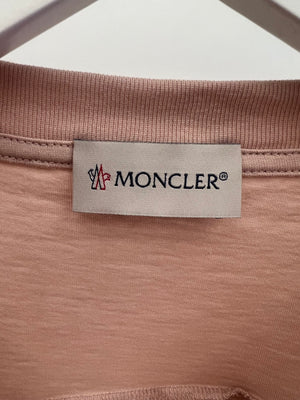 Moncler Kids Pink Long-Sleeve T-Shirt with Crystal Logo Patch Detail Size 8 years RRP £150