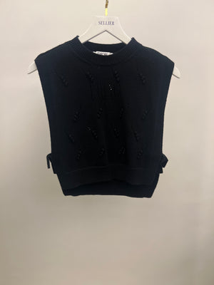 Christian Dior Kids Black Knit Sleeveless Jumper with Dior Logo Size 8 years RRP £460