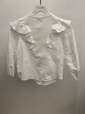 Chloé Kids White Button Down Blouse with Floral Embroideries Size 8 years RRP £345