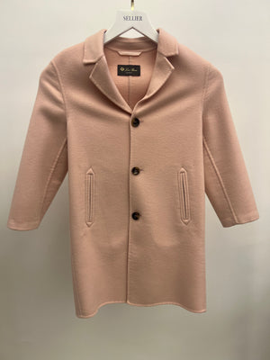 Loro Piana Kids Baby Pink Cashmere Coat with Brown Buttons and Pockets Size 8 years RRP £2,500
