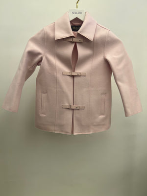 Loro Piana Kids Baby Pink Cashmere Jacket with Lambskin Leather Front Strap Details Size 6 years RRP £2,500