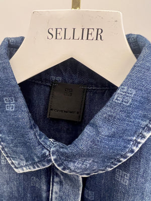 Givenchy Kids Blue Denim Sleeveless Dress with Logo Prints and Back Leather Detail Size 8 years RRP £450