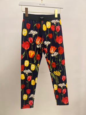 Dolce & Gabbana Kids Navy Floral Prints Tulipani Top and Leggings Set Size 9/10 years RRP £550