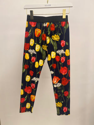 Dolce & Gabbana Kids Navy Floral Prints Tulipani Top and Leggings Set Size 9/10 years RRP £550