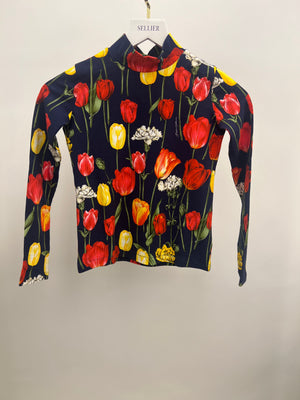 Dolce & Gabbana Kids Navy Floral Prints Tulipani Top and Leggings Set Size 9/10 years RRP £550