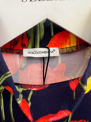 Dolce & Gabbana Kids Navy Floral Prints Tulipani Top and Leggings Set Size 9/10 years RRP £550