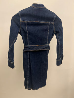 Balmain Kids Dark Blue Denim Dress with Belt and Gold Buttons Size 8 years RRP £550
