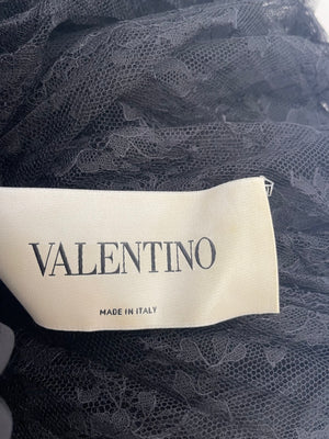Valentino Black Lace Sleeveless Midi Dress with Gold Neck Detail and Red and Blue Beaded Waist Size IT 36 (UK 4)