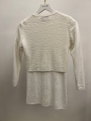 Christian Dior Kids White Knit Embroidered Cardigan and Short-Sleeved Dress with CD Heart Details Size 10 years RRP £1,250