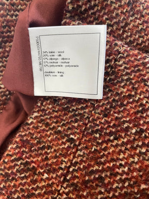 Chanel Burgundy Tweed Wide-Leg Culotte Trousers with Button Detail Size FR 40 (UK 12)