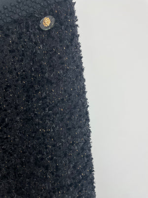 Chanel Black, Gold Metallic Tweed Wide Leg Trousers Size FR 38 UK 10