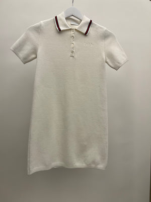 Gucci Kids White Knit Polo Dress with Gucci Logo and Collar Detail Size 10 years RRP £550