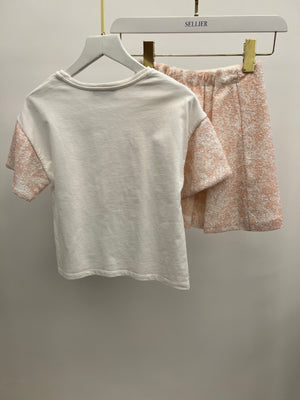 Christian Dior Kids White and Pink Sequin Embellished Logo T-Shirt and Skirt Set Size 8 years RRP £820