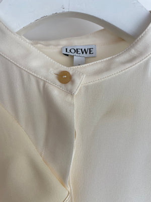 Loewe Cream Lavalliere Silk Blouse with Neck Tie Details Size FR 36 (UK 8)