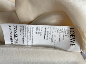 Loewe Cream Lavalliere Silk Blouse with Neck Tie Details Size FR 36 (UK 8)