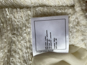Chanel White Tweed Double Breasted Jacket with Champagne Gold and Silver CC Logo Buttons Detail Size FR 36 (UK 8)