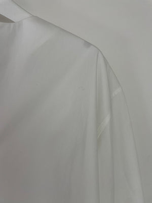 Valentino White V-Neck Logo Plaque Cotton Poplin Shirt Size IT 36 (UK 4)
