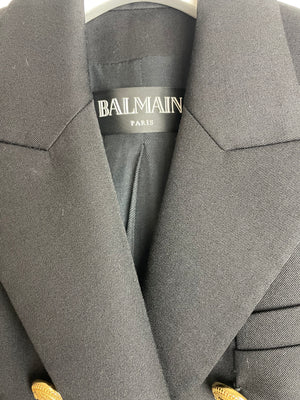 Balmain Black Double Breasted Blazer with Gold Buttons Size FR 36 (UK 8)