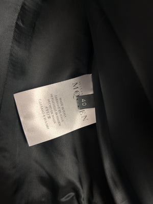 Alexander McQueen Black Flared Wool Coat With Silver Buttons And Oversized Lapels Size IT 40 (UK 8)