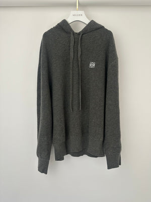 Loewe Grey Menswear Anagram Hoodie with Drawstring Detail Size L (UK 42)