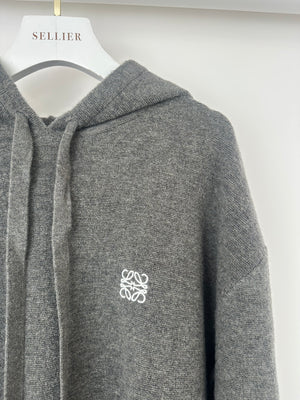 Loewe Grey Menswear Anagram Hoodie with Drawstring Detail Size L (UK 42)