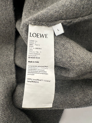 Loewe Grey Menswear Anagram Hoodie with Drawstring Detail Size L (UK 42)
