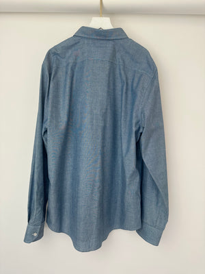 Celine Blue Menswear Triomphe Button Down Shirt Size FR 44 (UK 34)
