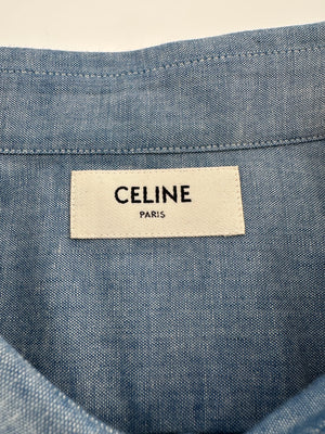 Celine Blue Menswear Triomphe Button Down Shirt Size FR 44 (UK 34)