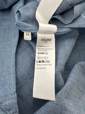 Celine Blue Menswear Triomphe Button Down Shirt Size FR 44 (UK 34)