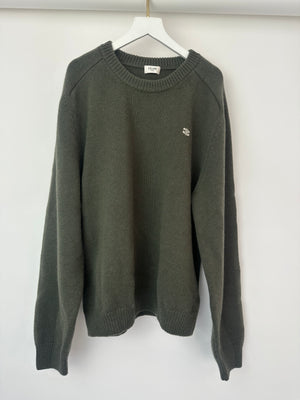 Celine Green Menswear Triomphe Long Sleeve Jumper Size XXL (UK 46)