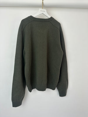 Celine Green Menswear Triomphe Long Sleeve Jumper Size XXL (UK 46)