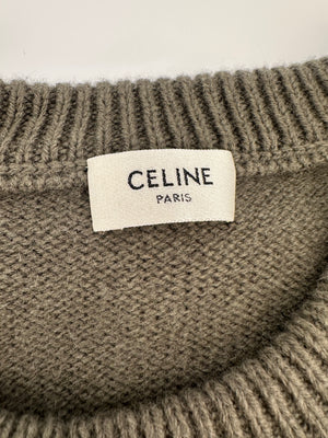 Celine Green Menswear Triomphe Long Sleeve Jumper Size XXL (UK 46)