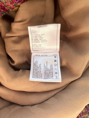 Chanel Green, Blue, Pink Tweed Check Long Coat with Button CC Detailing FR 34 (UK 6)