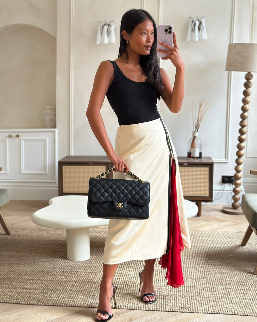 *AMAZING CONDITION* Chanel Black Jumbo Classic Double Flap Bag in Caviar Leather with Gold Hardware
