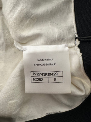 Chanel 22S White & Black Logo & Camellia Print Crop Top & Shorts Set with Black Trim & Metallic Applique Details Size S (UK 8)