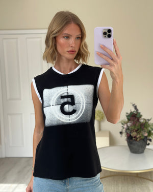 Chanel Black and White Chanel No5 Vest Top Size FR 38 (UK 10