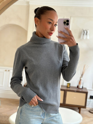 Loro Piana Grey Baby Cashmere Roll-Neck Jumper Size IT 42 (UK 10)