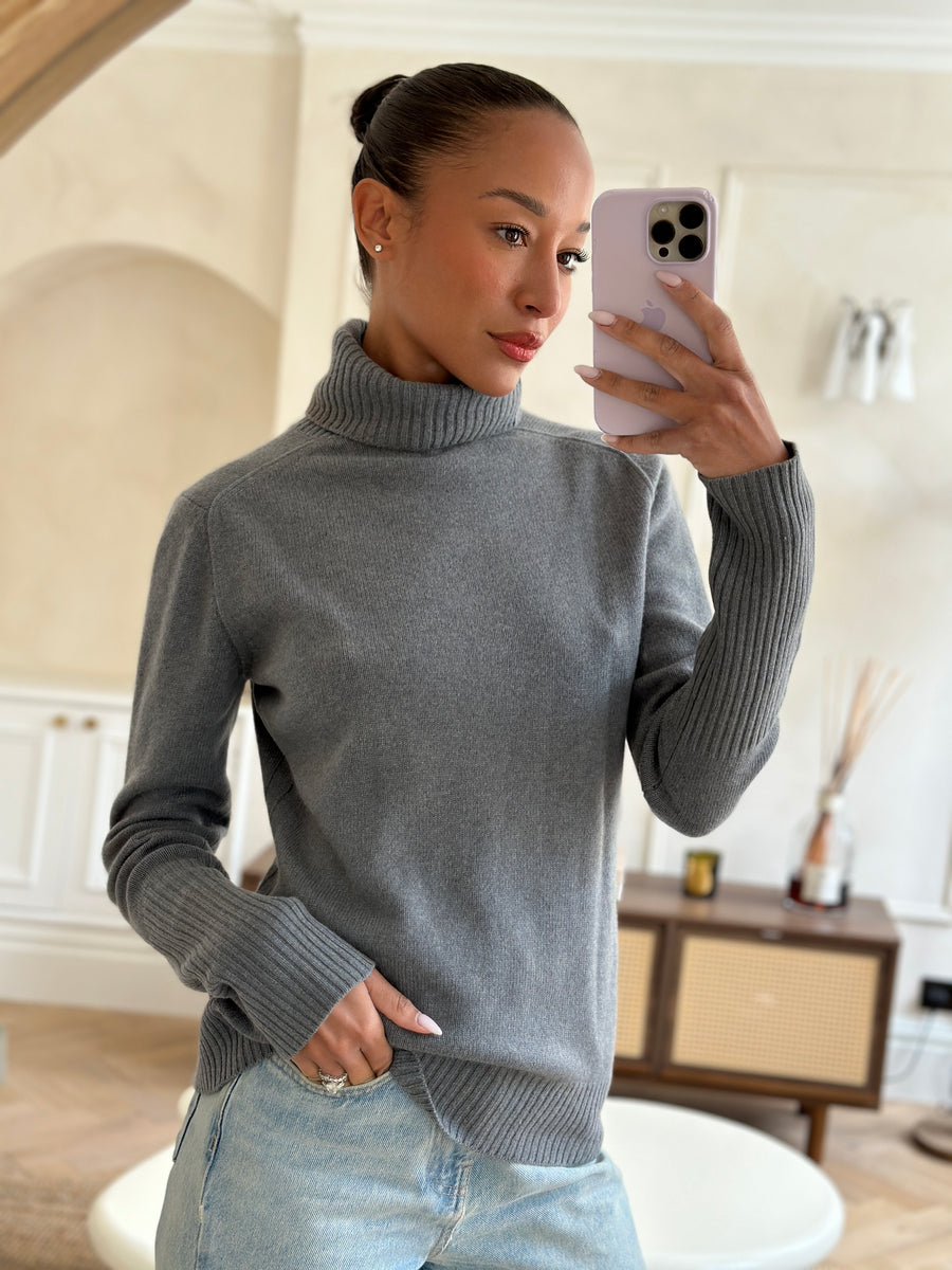 Loro Piana Grey Baby Cashmere Roll-Neck Jumper Size IT 42 (UK 10)