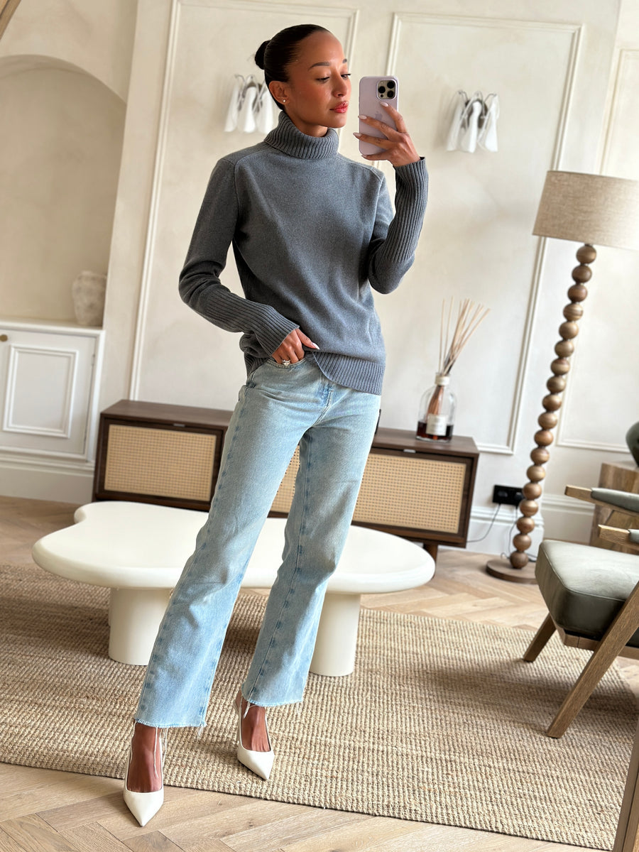 Loro Piana Grey Baby Cashmere Roll-Neck Jumper Size IT 42 (UK 10)