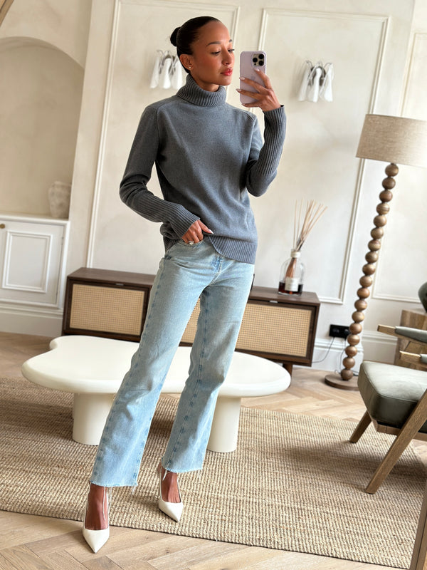 Loro Piana Grey Baby Cashmere Roll-Neck Jumper Size IT 42 (UK 10)