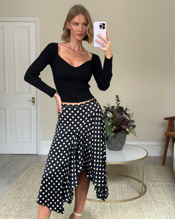 Caroline Constas Silk Polka Dot Skirt Size M (UK 10)