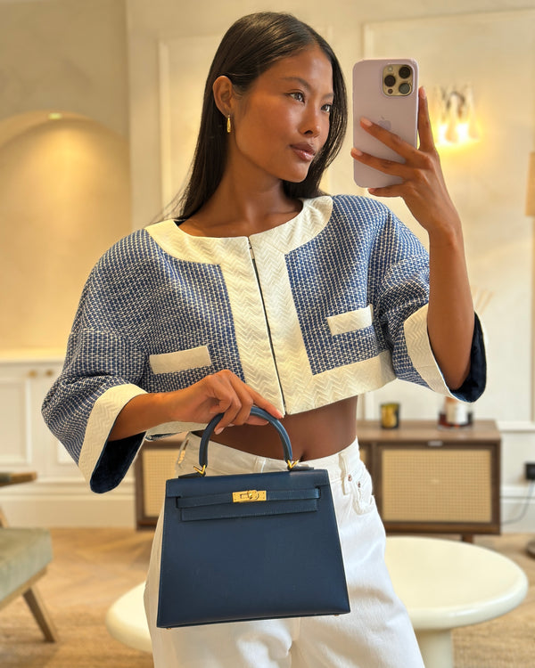 *FIRE PRICE* Hermès Kelly 25cm Sellier Bag in Deep Blue Madame Leather with Gold Hardware