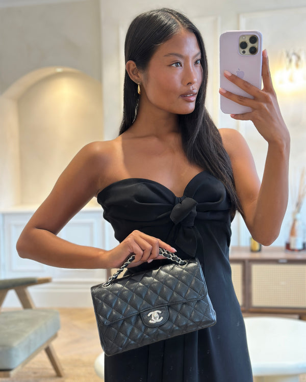 *FIRE PRICE* Chanel Black Small Classic Double Flap Bag in Caviar Leather with Silver Hardware RRP £8,850