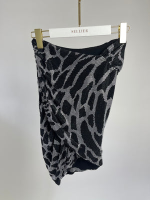 Alexandre Vauthier Black and White Zebra Jewelled Ruched Skirt FR 36 (UK 8)